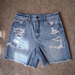 American Eagle Outfitters Light Blue Distressed Jean Shorts